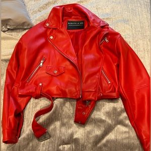 Red leather jacket